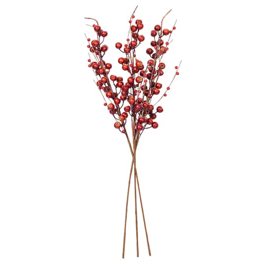 Vickerman 31" Dark Red Artificial Berry Sprays, 3ct.
